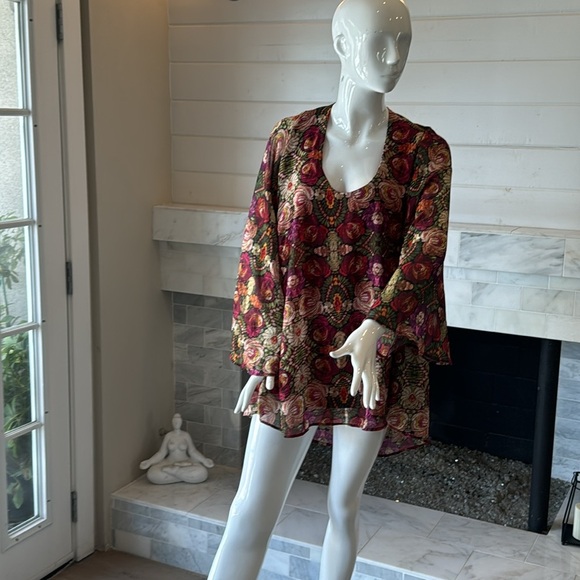 Show Me Your MuMu Gabby Low Back Swingy Floral Chiffon Mini Dress Size Medium - Picture 4 of 13